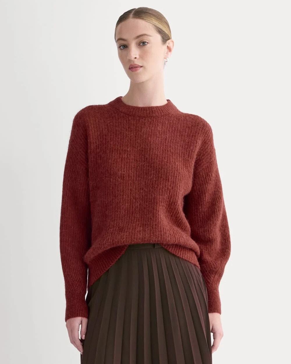NWOT Everlane The Alpaca Wool Blend Cocoon Crew Sweater In Merlot Red Size Small